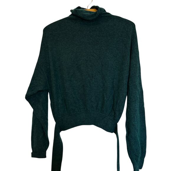 Aritzia Wilfred Lorin Sweater Knit Wool-Cashmere Turtleneck Tie Emerald Green M - Picture 2 of 9